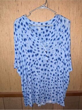 Kim Rogers Light Blue Tunic with Navy Spot Print